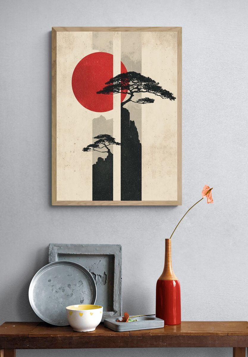 Japanese Landscape — Minimalist Print. — room view 3
