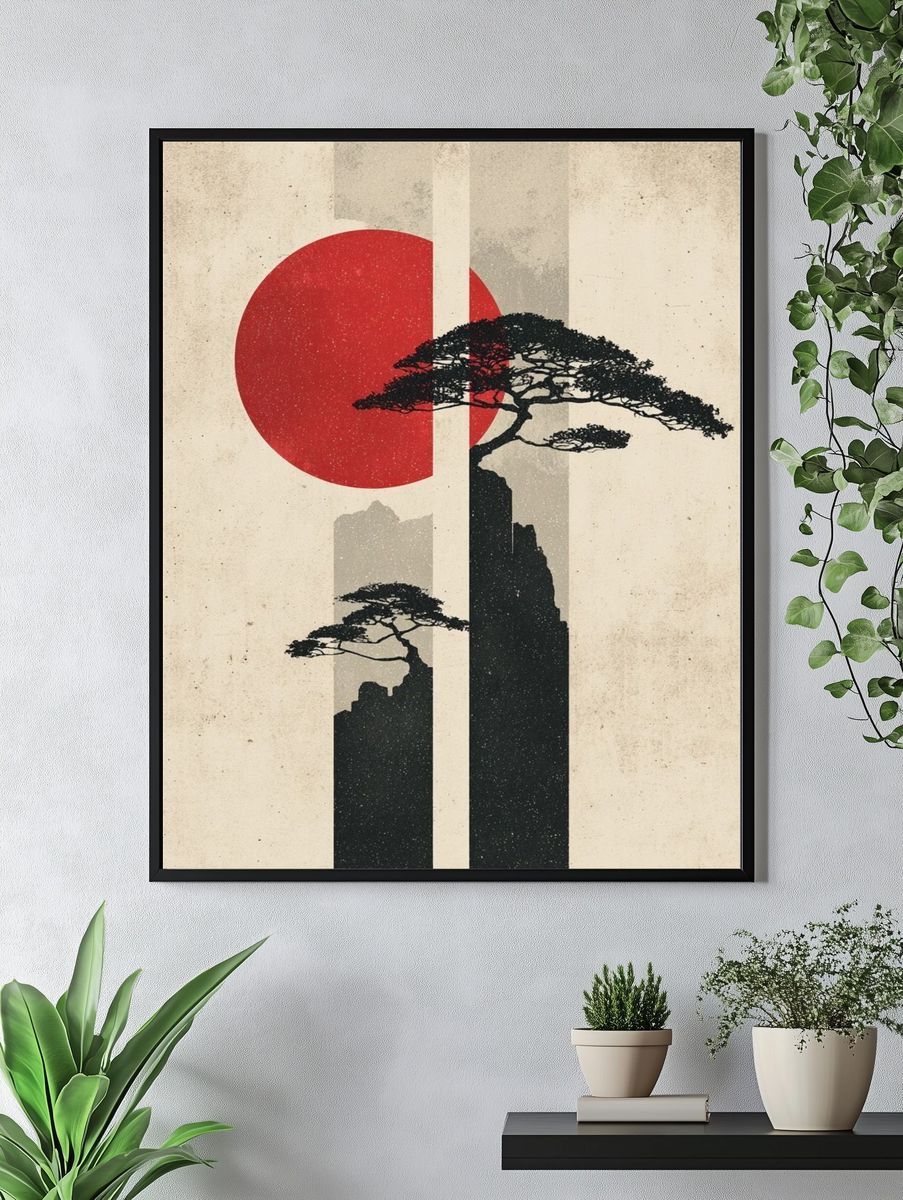 Japanese Landscape — Minimalist Print. — room view 4