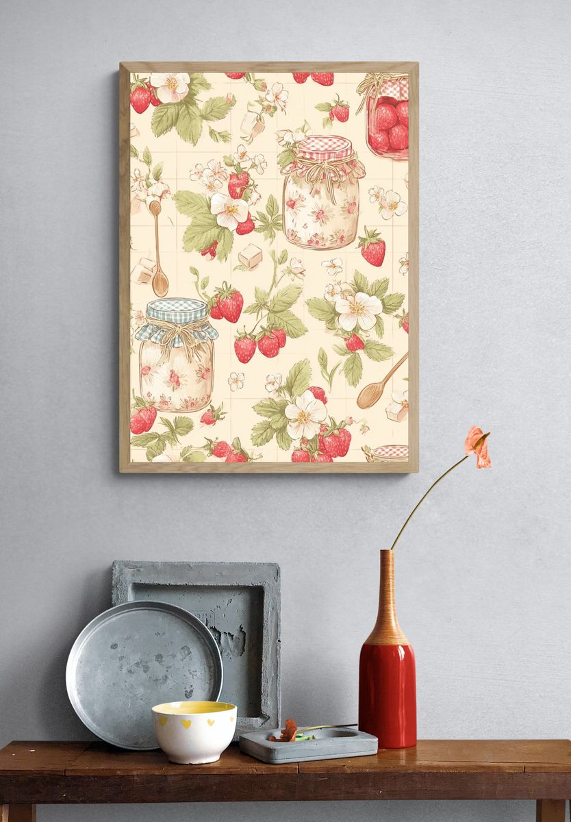 Strawberry Jam Pattern — Vintage Print. — room view 3
