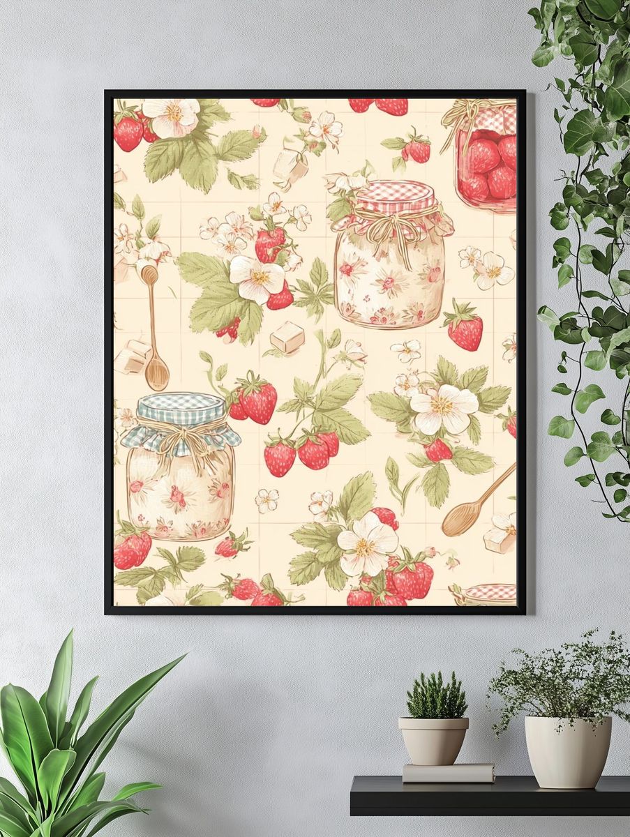 Strawberry Jam Pattern — Vintage Print. — room view 4