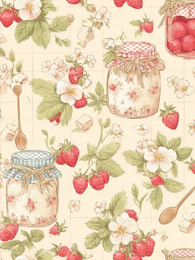 Strawberry Jam Pattern — Vintage Print. poster print