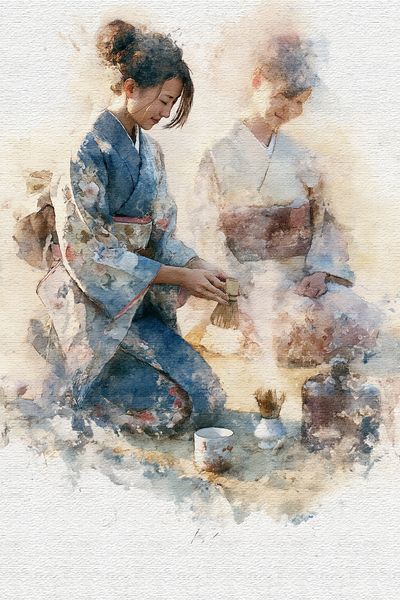Japanese Tea Ceremony Watercolor Print.