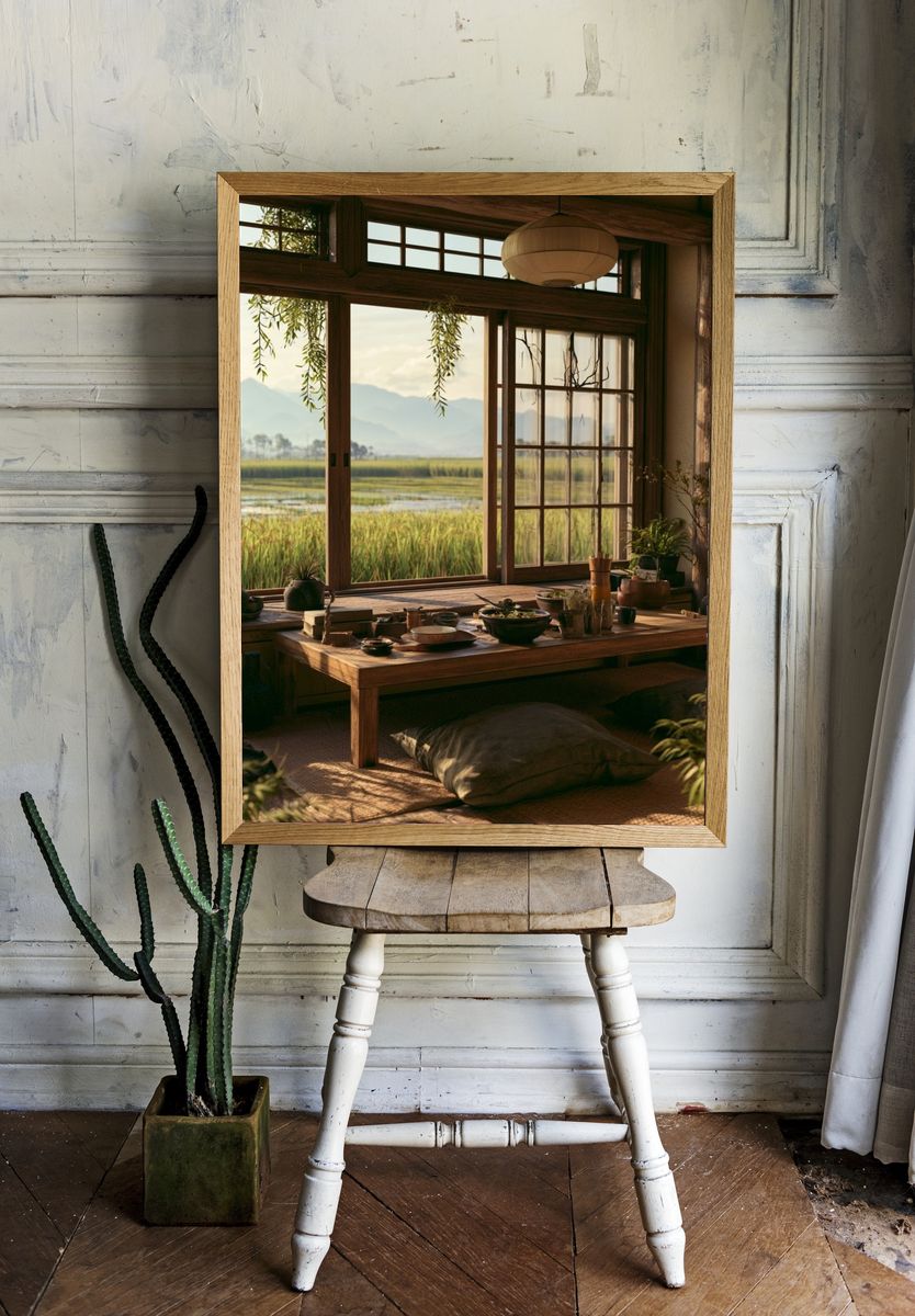 Serene Japanese Tea Room Poster. — room view 1