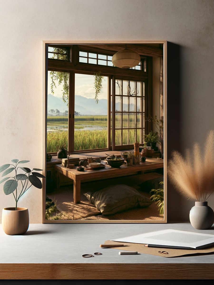Serene Japanese Tea Room Poster. — room view 2