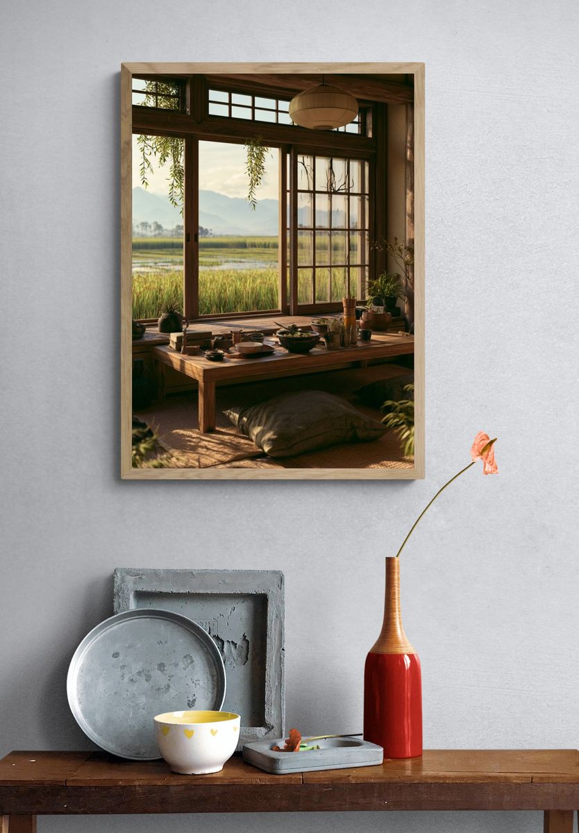 Serene Japanese Tea Room Poster. — room view 3