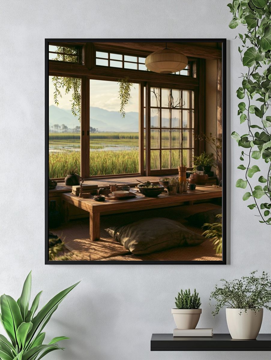 Serene Japanese Tea Room Poster. — room view 4