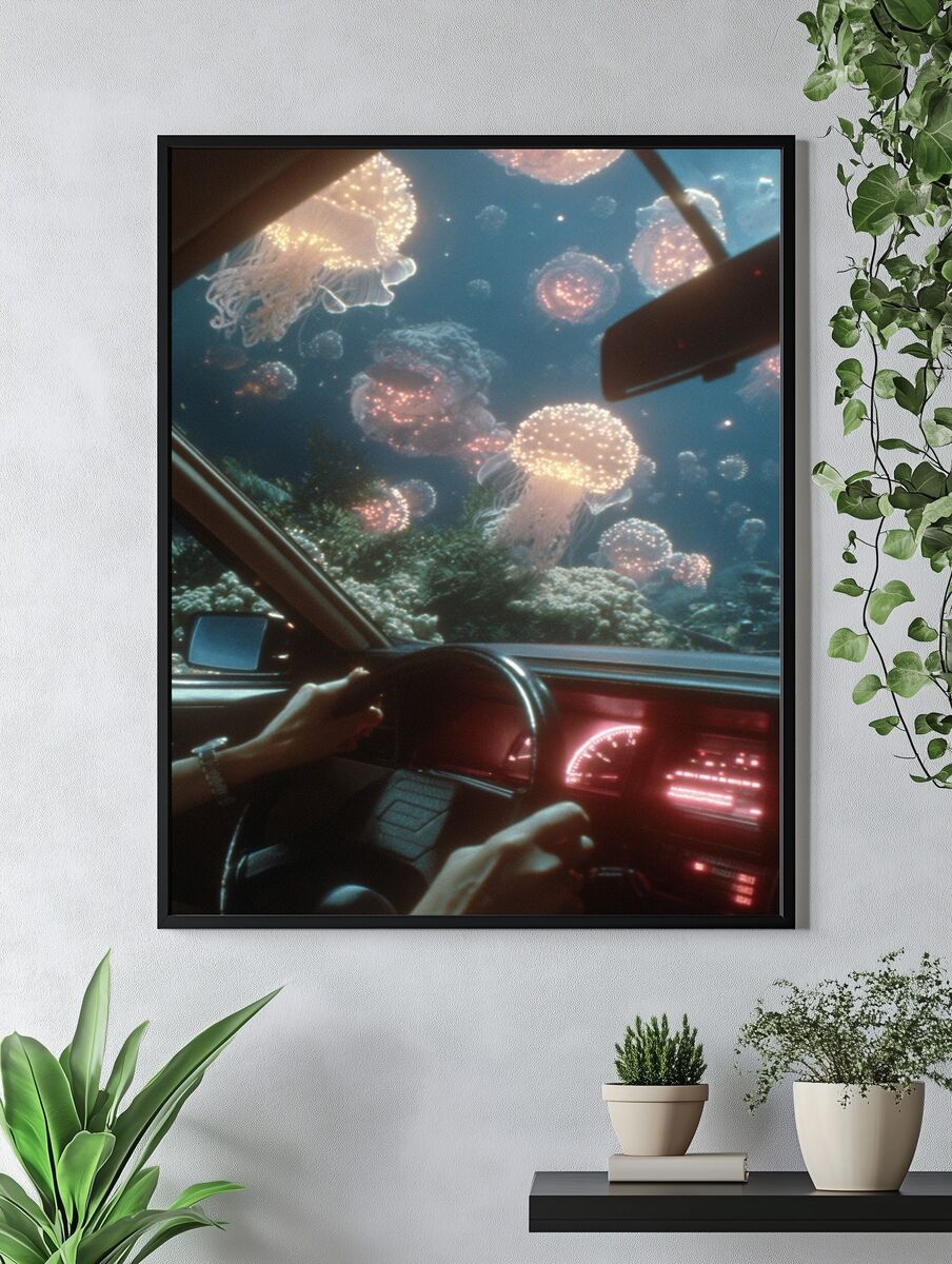 Jellyfish Underwater Dream — Surrealism Print. — room view 4