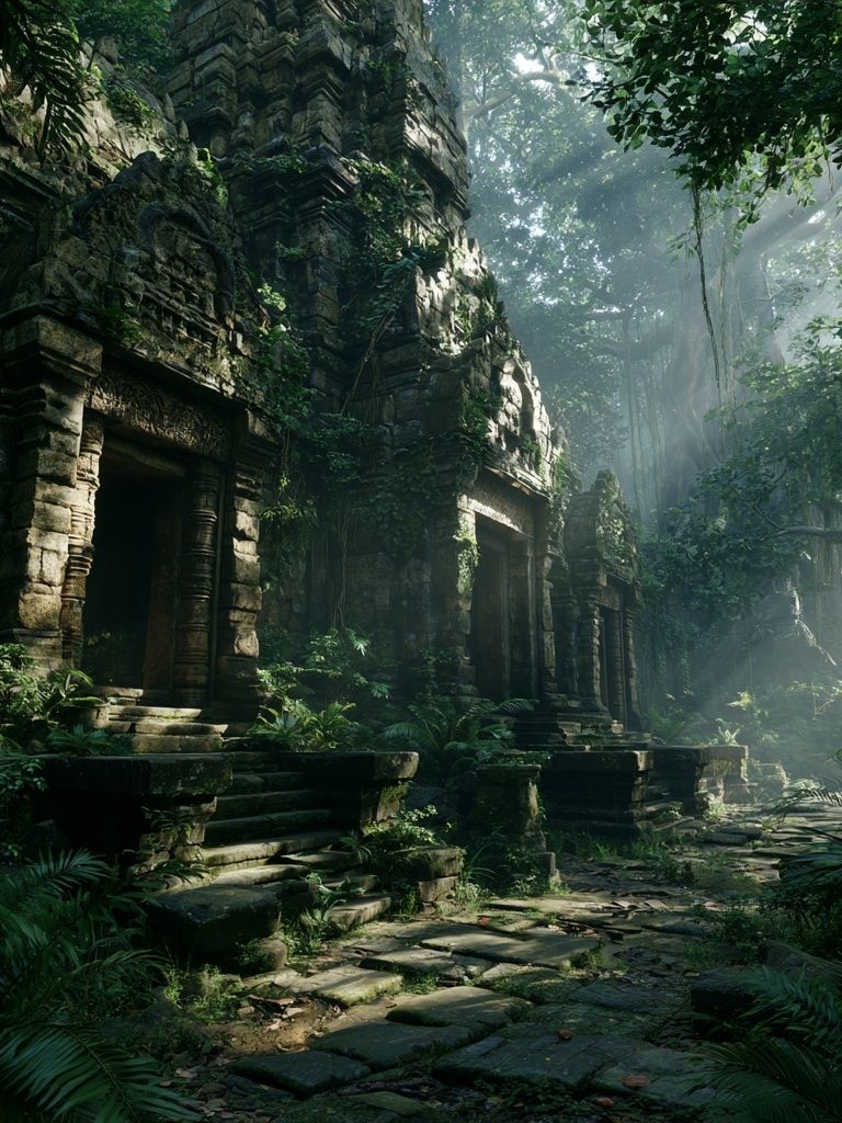 Jungle Temple Ruins Photography Poster. poster detail