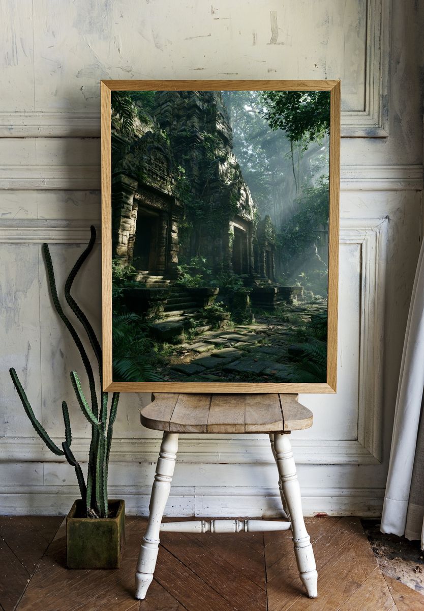 Jungle Temple Ruins Photography Poster. room preview
