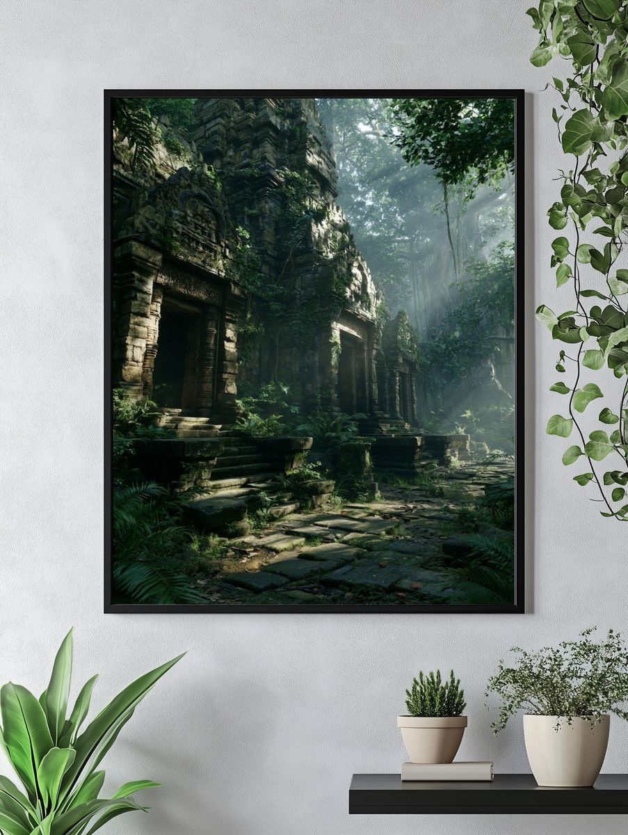 Jungle Temple Ruins Photography Poster. — room view 4