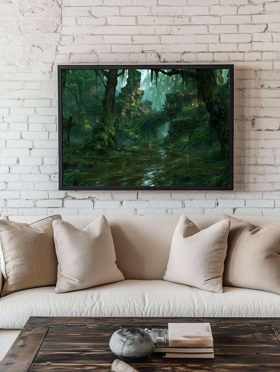 Jungle Ruins Digital Art Poster. — room view 1