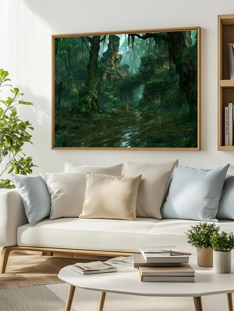 Jungle Ruins Digital Art Poster. — room view 2