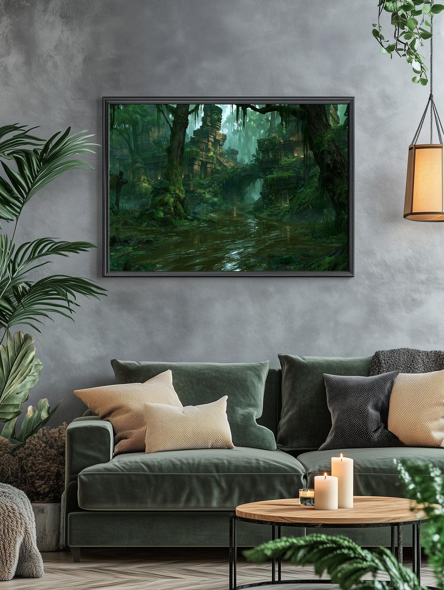 Jungle Ruins Digital Art Poster. — room view 4