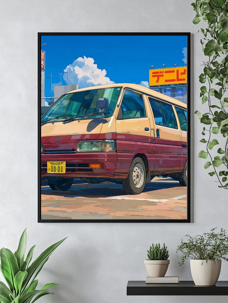 Retro Japanese Van Illustration Poster. — room view 4