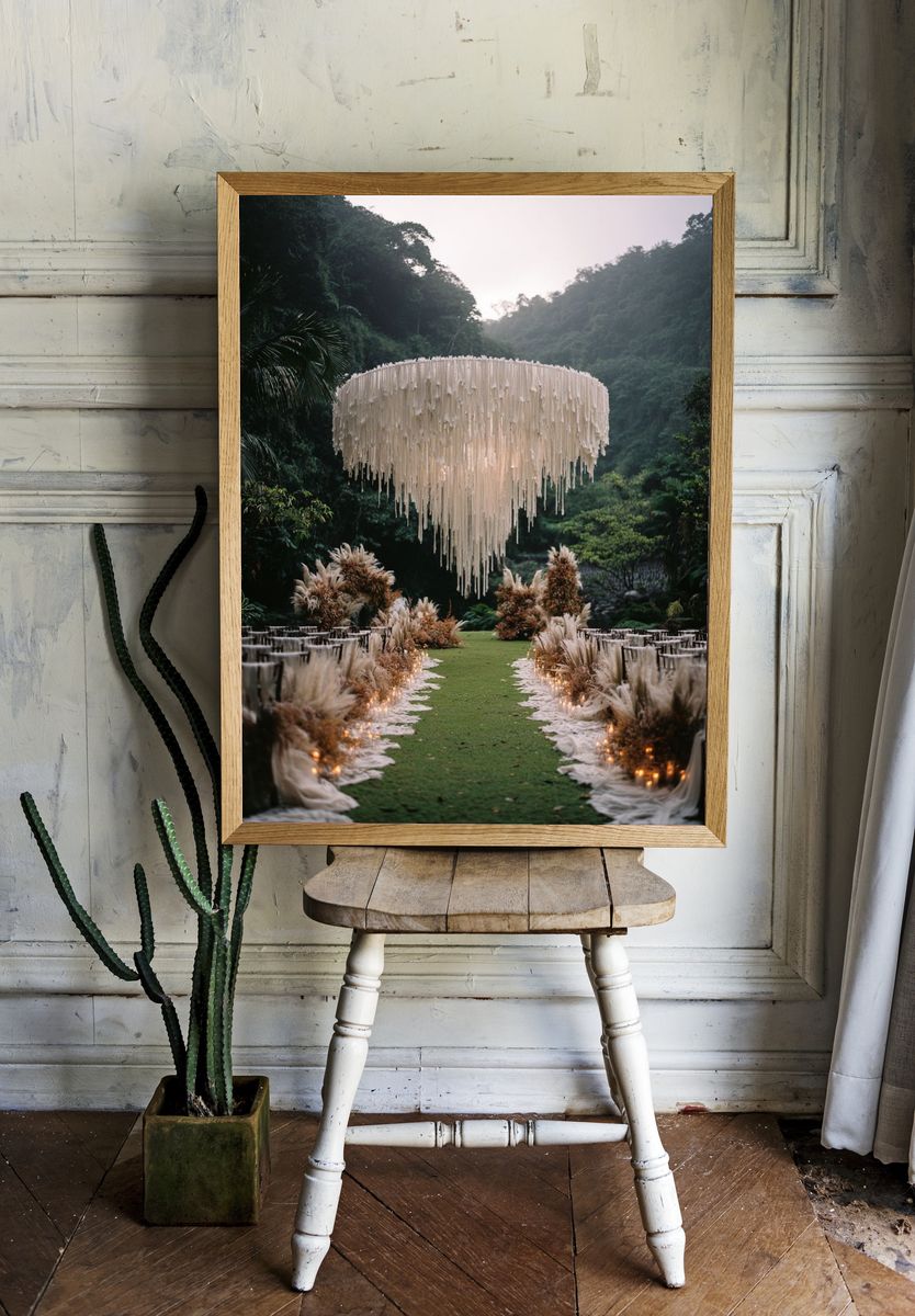 Jungle Wedding Chandelier Photography Poster. room preview