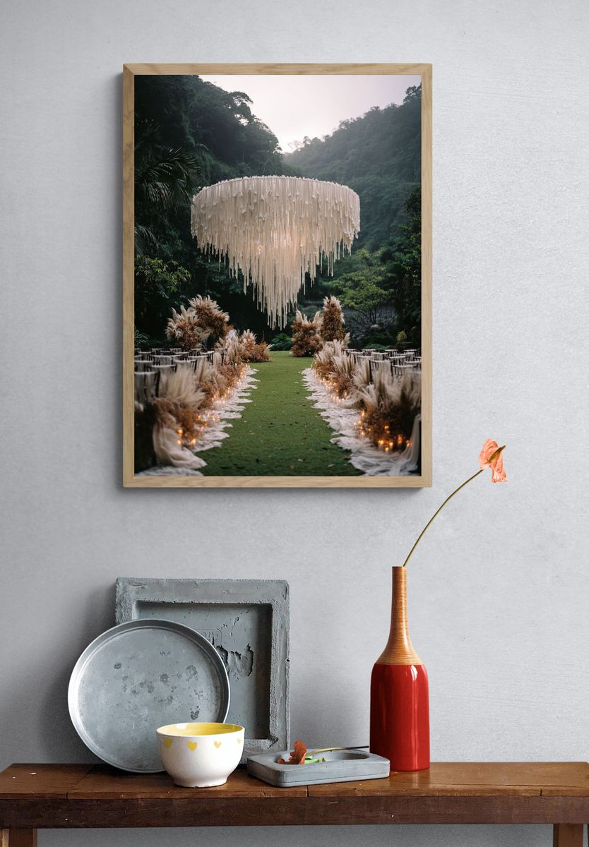 Jungle Wedding Chandelier Photography Poster. — room view 3
