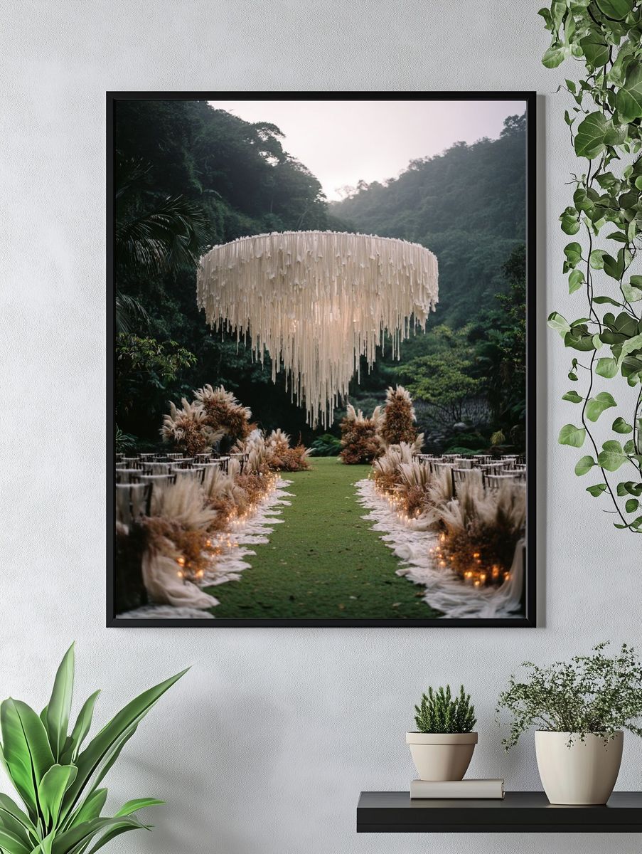 Jungle Wedding Chandelier Photography Poster. — room view 4