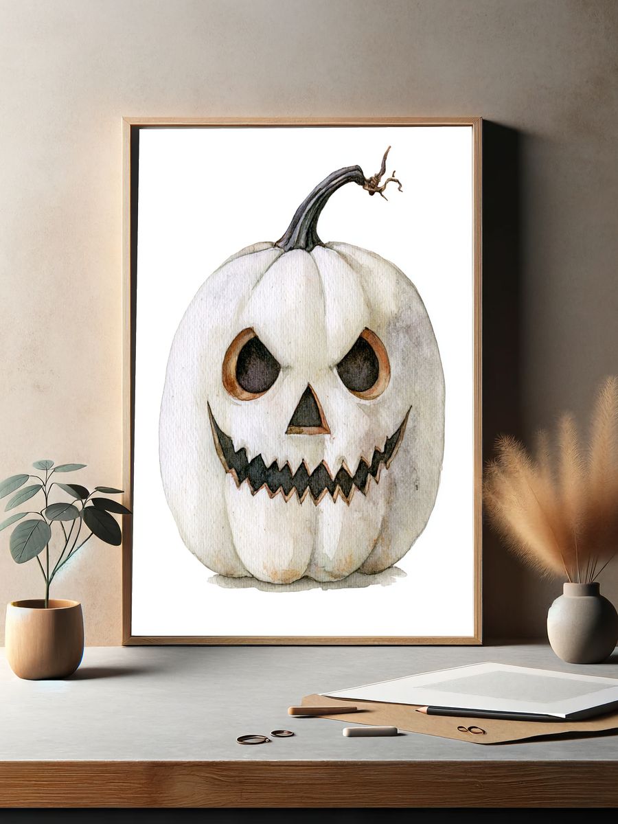 Jack-O'-Lantern Watercolor Poster. — room view 2