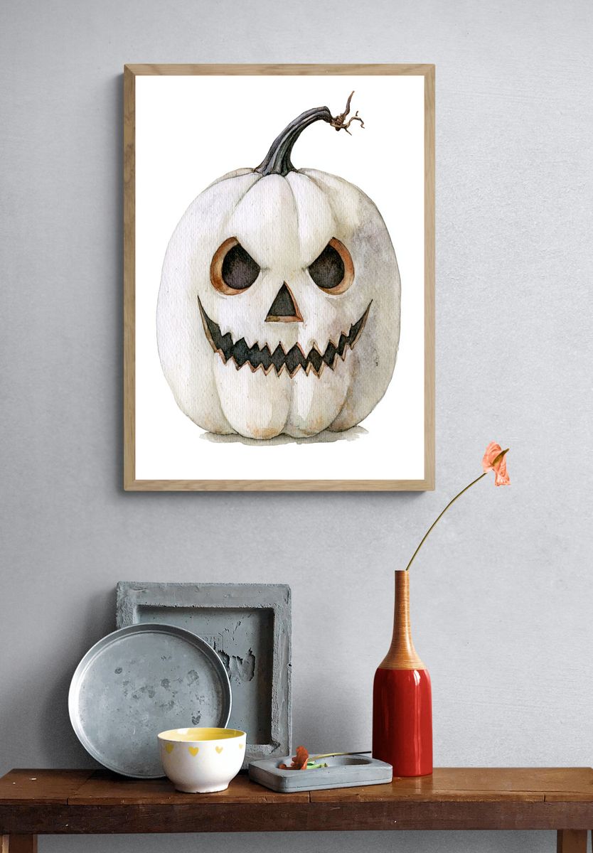 Jack-O'-Lantern Watercolor Poster. — room view 3