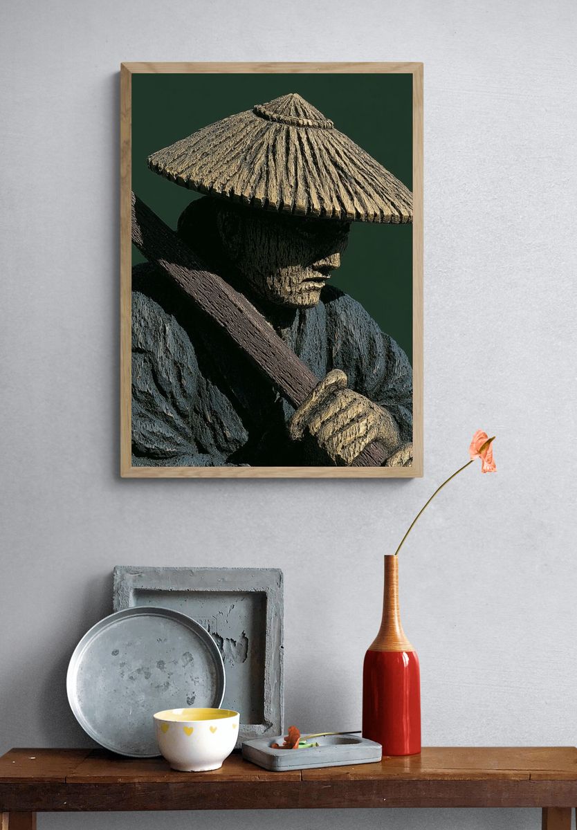 Japanese Woodcarver Portrait Print. — room view 3
