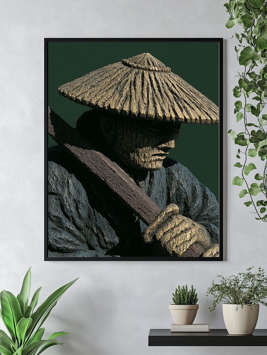 Japanese Woodcarver Portrait Print. — room view 4