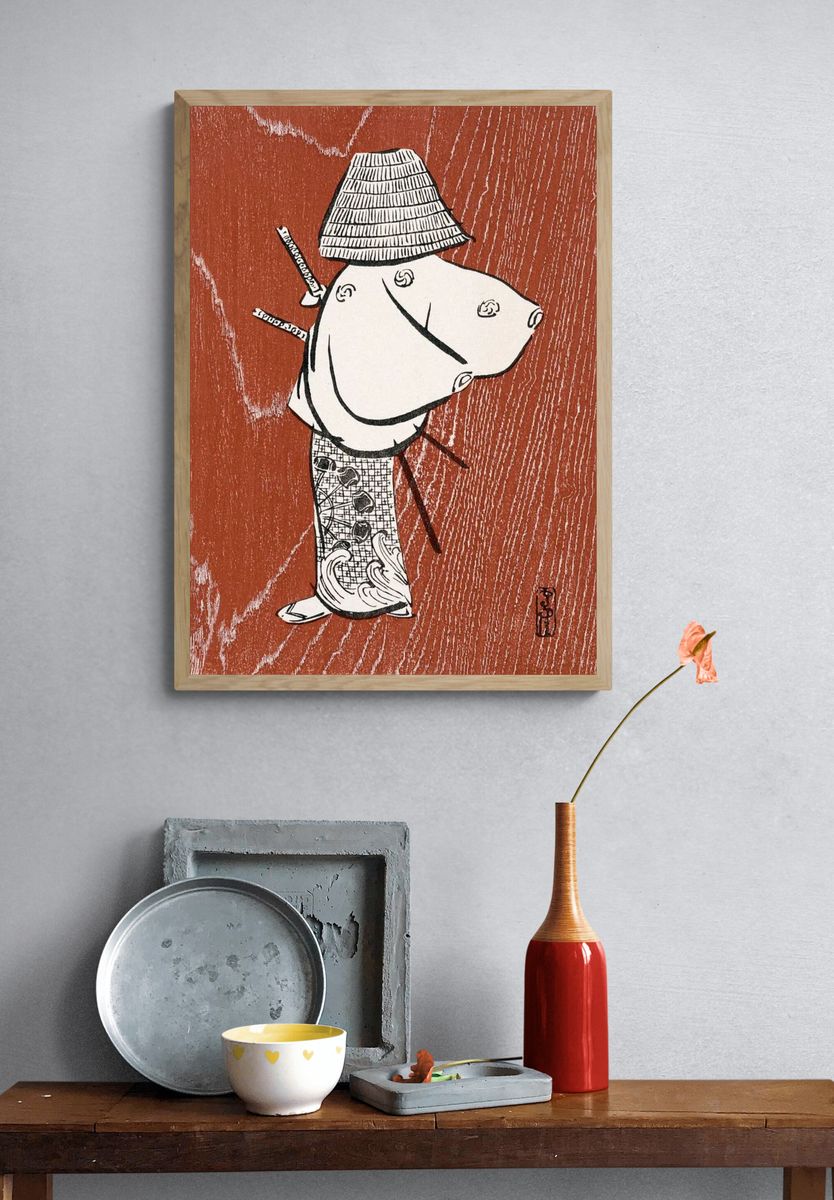 Samurai Warrior — Japanese Woodblock Print. — room view 3