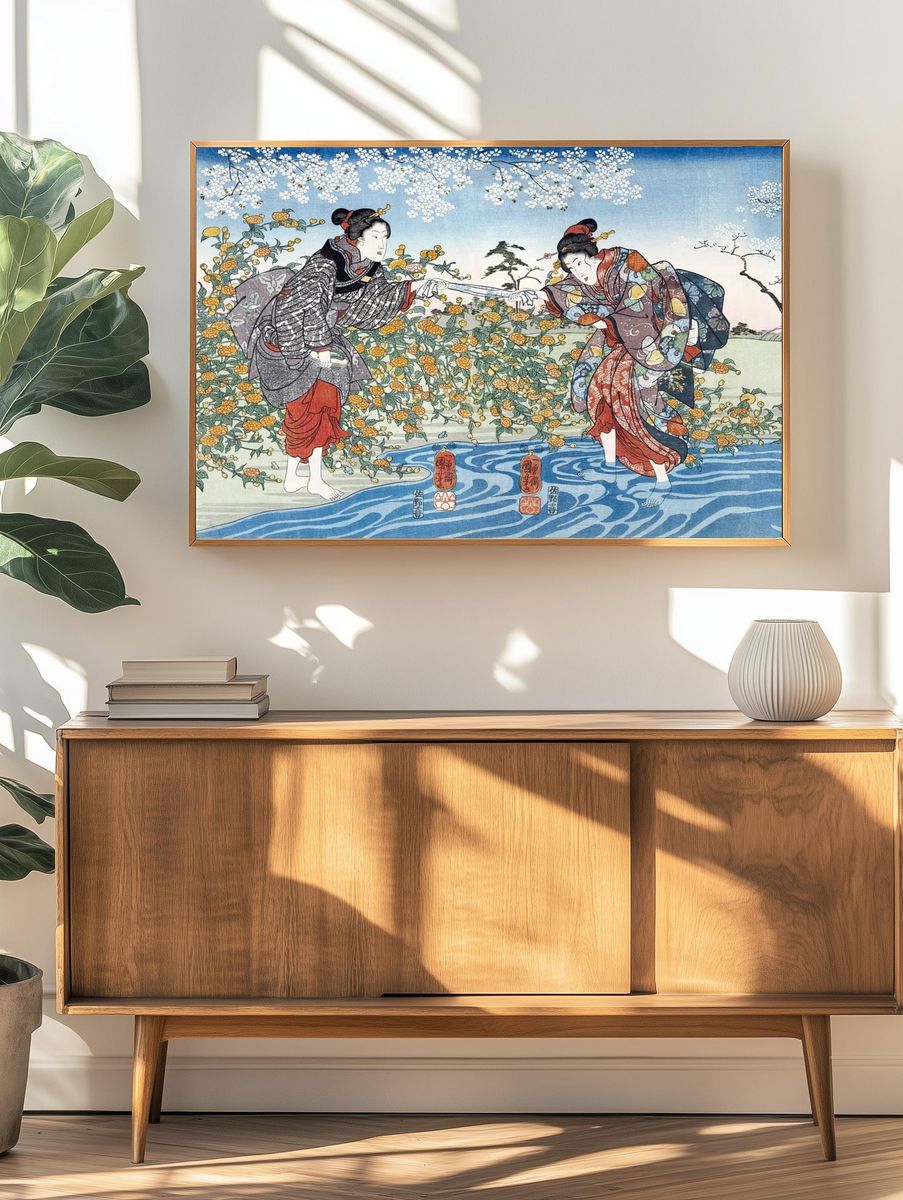 Japanese Women by the River — Ukiyo-e Print. — room view 3