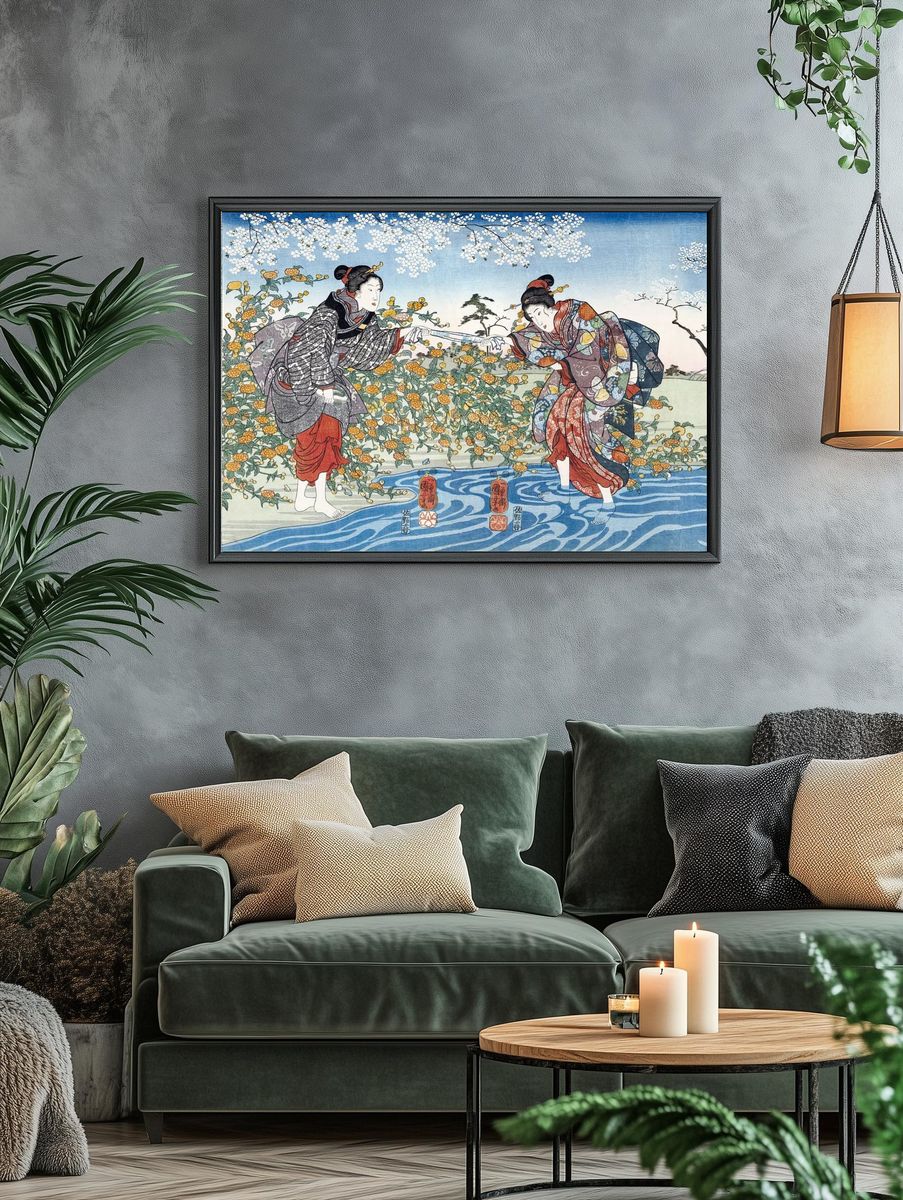 Japanese Women by the River — Ukiyo-e Print. — room view 4
