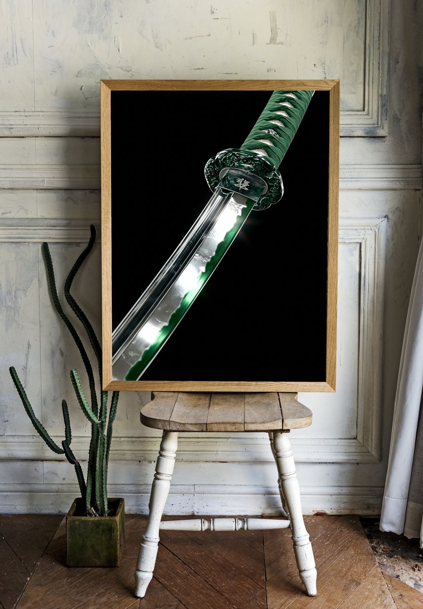 Green Katana Photography Poster. room preview