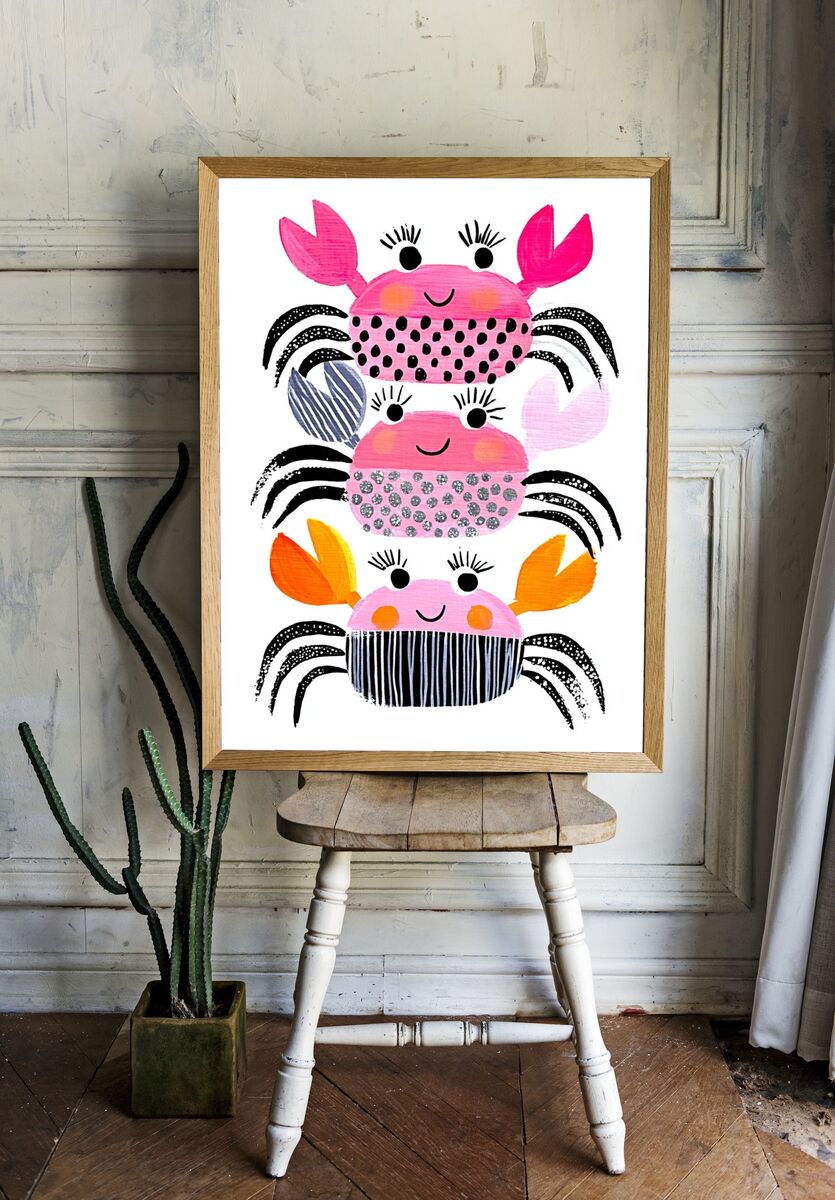 Cute Crabs — Kids Art Print. — room view 1