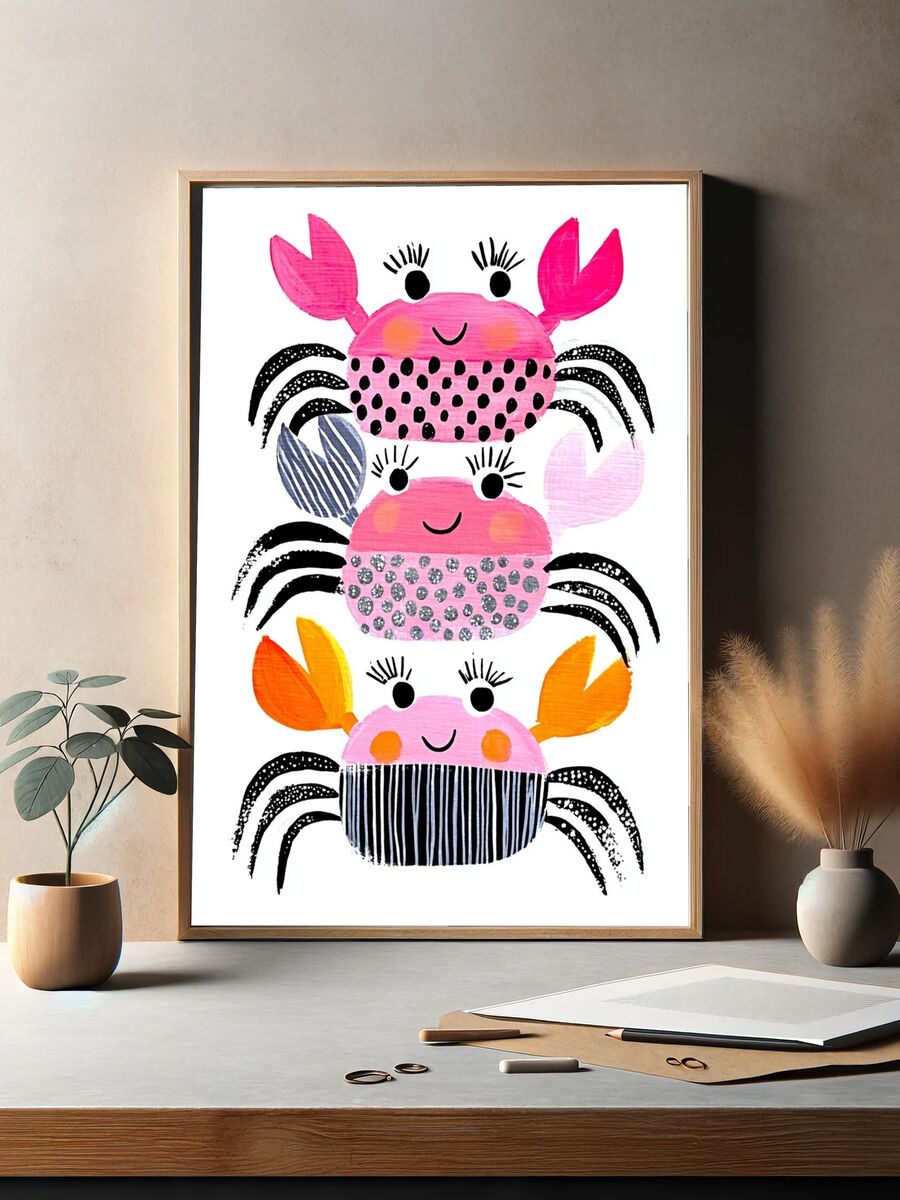 Cute Crabs — Kids Art Print. — room view 2