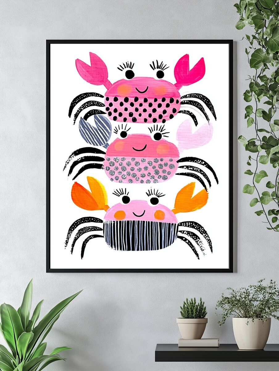 Cute Crabs — Kids Art Print. — room view 4