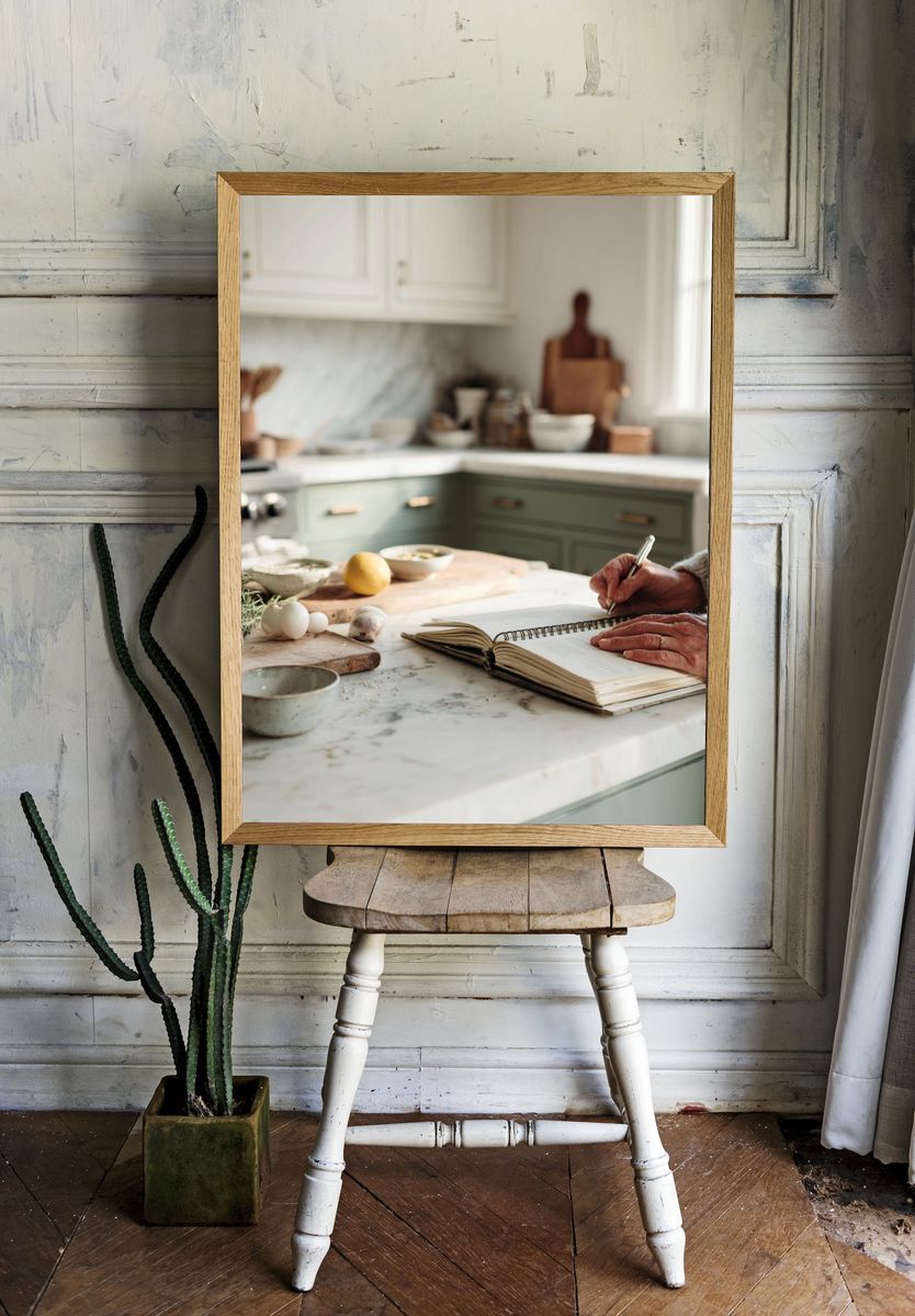 Cozy Kitchen Recipe Journal Photography Poster. — room view 1
