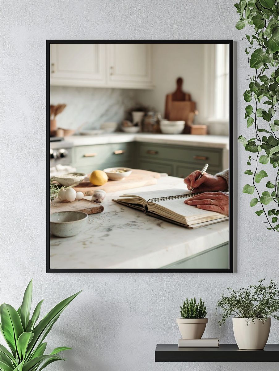 Cozy Kitchen Recipe Journal Photography Poster. — room view 4