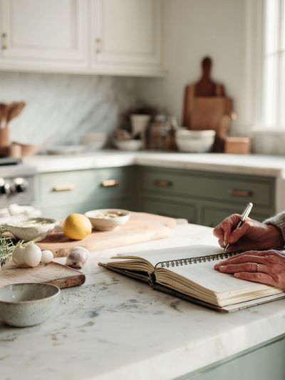 Cozy Kitchen Recipe Journal Photography Poster. poster