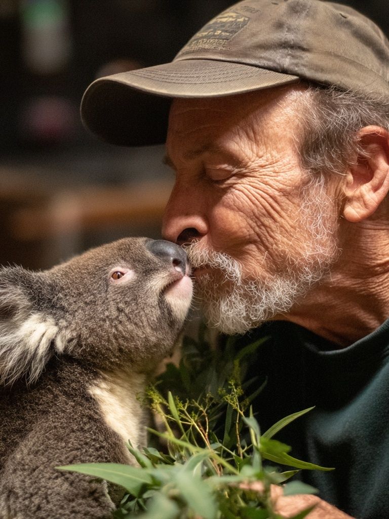 Koala and Caregiver — Animal Photography Print. poster — animals art