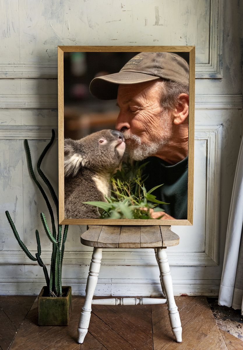 Koala and Caregiver — Animal Photography Print. — room view 1