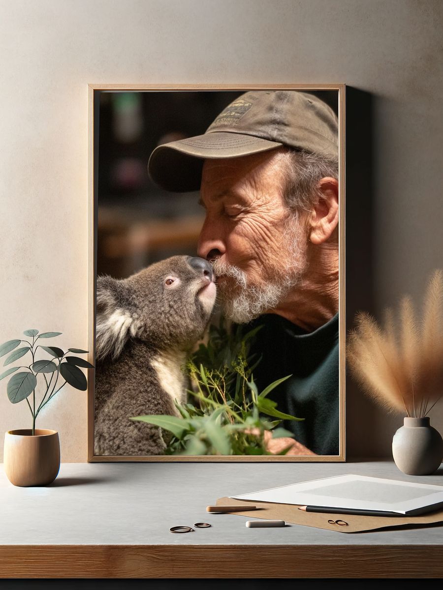 Koala and Caregiver — Animal Photography Print. — room view 2