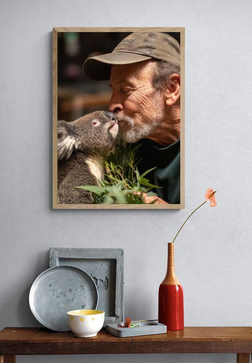 Koala and Caregiver — Animal Photography Print. — room view 3