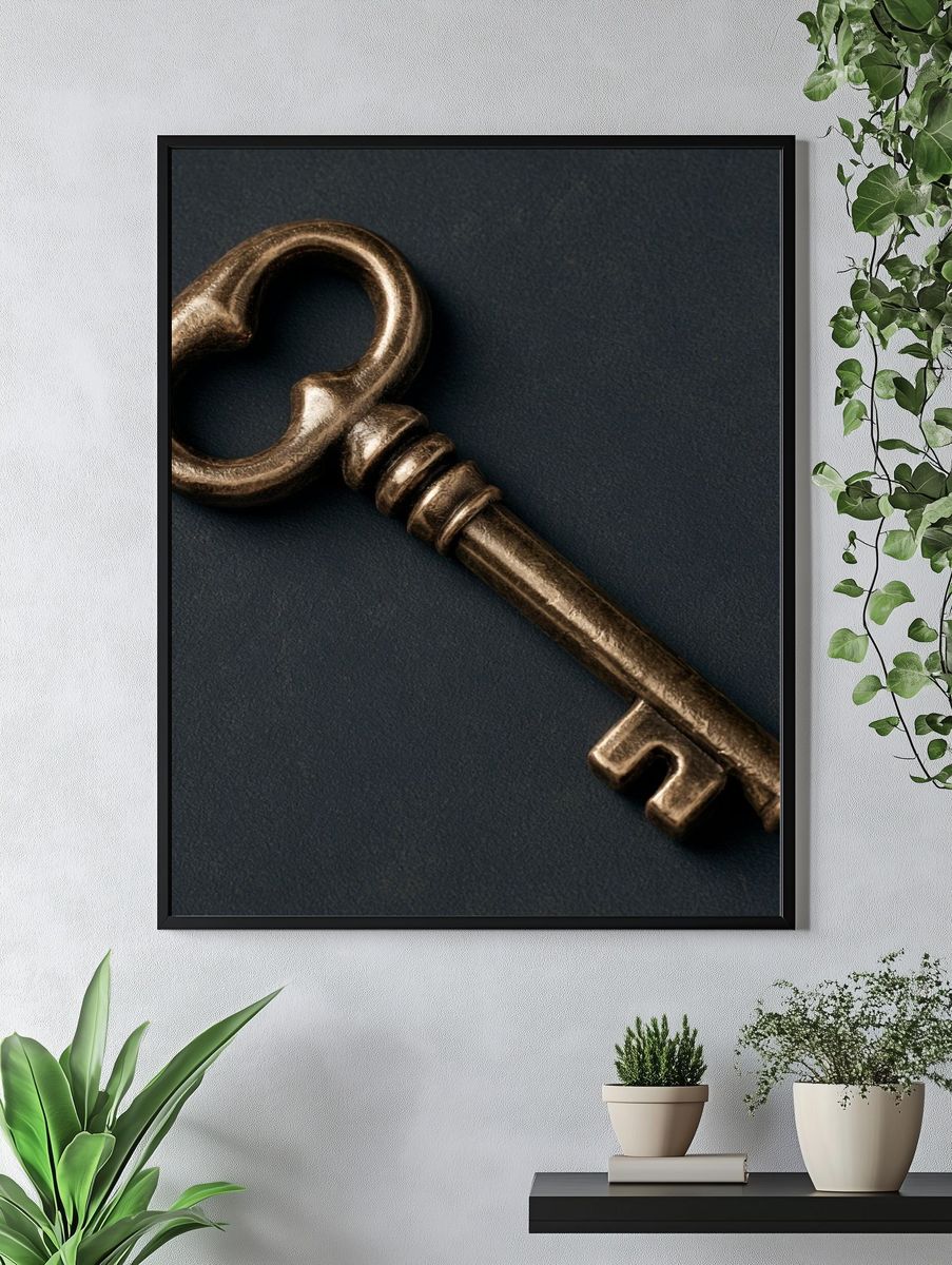 Antique Brass Key Photography Poster. — room view 4