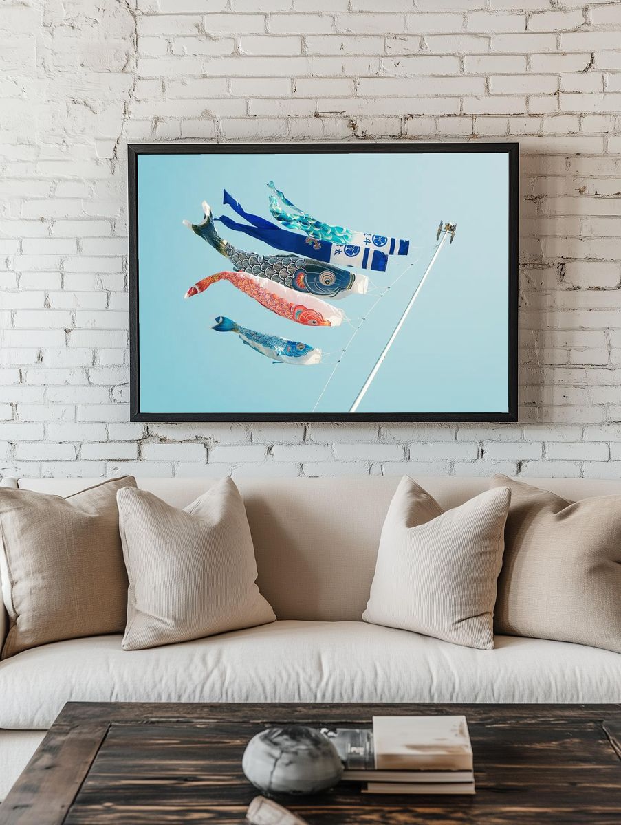 Koi Fish Flags — Japanese Art Print. — room view 1