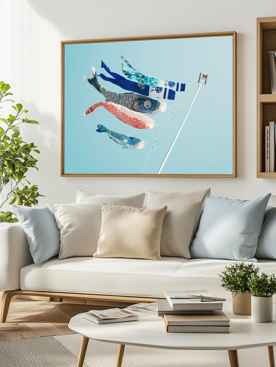 Koi Fish Flags — Japanese Art Print. — room view 2