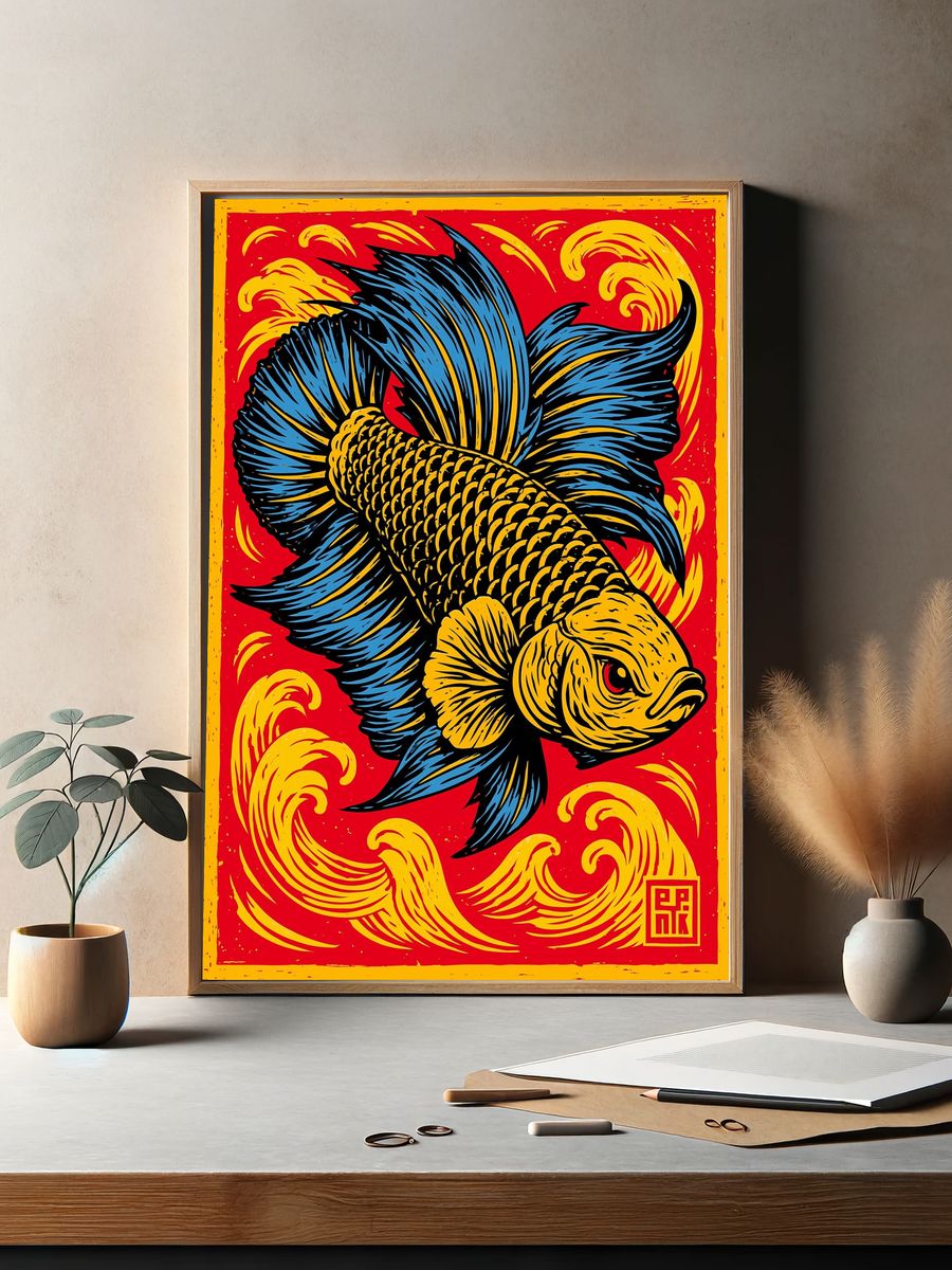 Koi Fish Pop-Art Poster. — room view 2