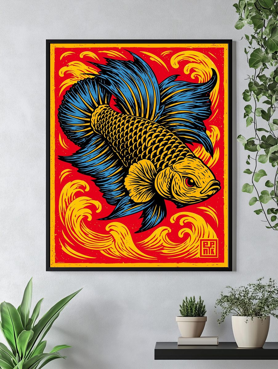 Koi Fish Pop-Art Poster. — room view 4