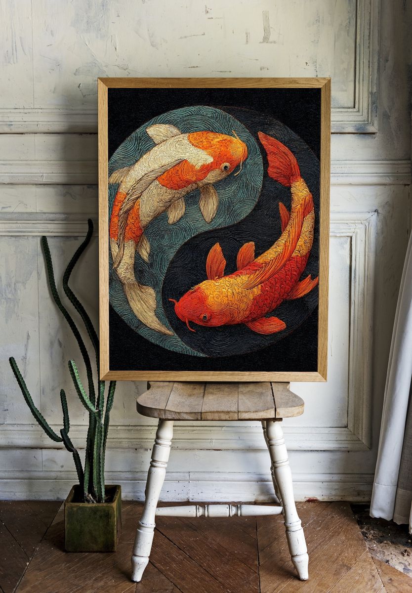 Koi Fish Yin Yang Poster. — room view 1