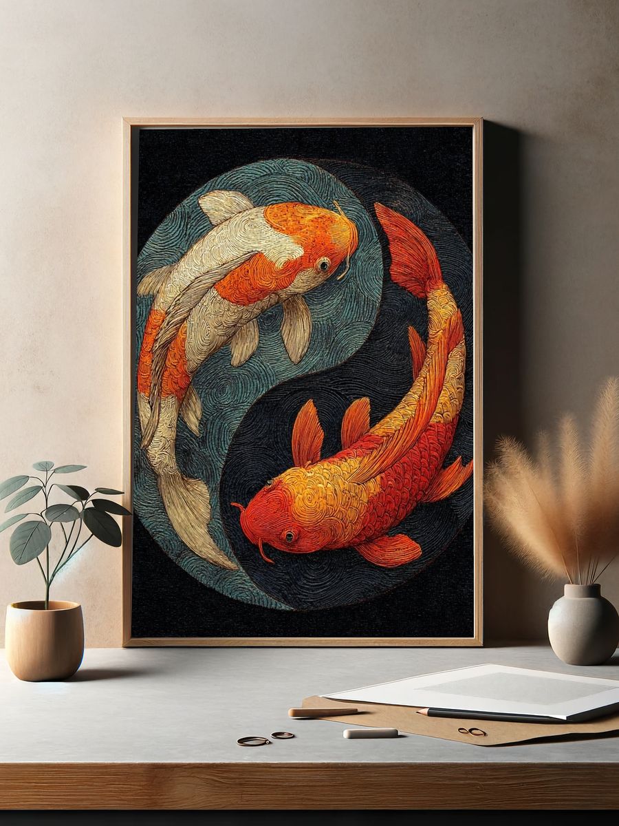 Koi Fish Yin Yang Poster. — room view 2
