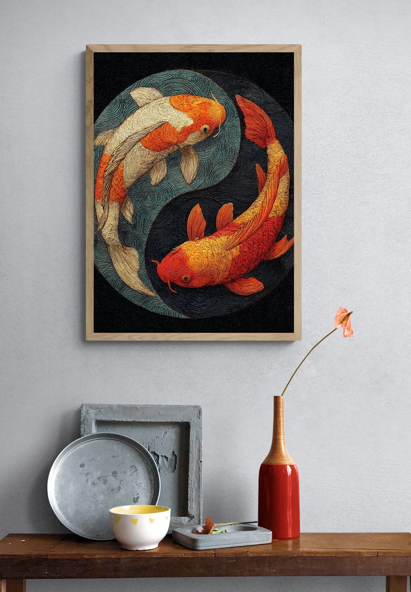 Koi Fish Yin Yang Poster. — room view 3