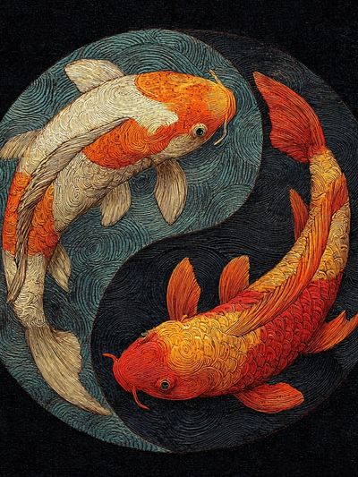 Koi Fish Yin Yang Poster. poster print