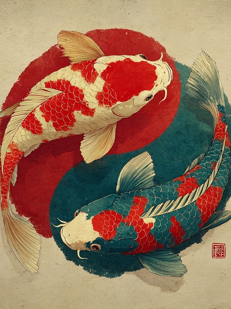 Koi Fish — Japanese Illustration Print. poster detail
