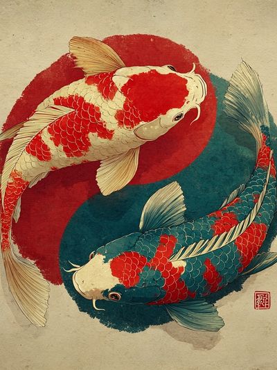 Koi Fish — Japanese Illustration Print. poster print